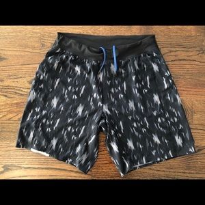 Lululemon Linerless Black Pattern Shorts Mens Sz M